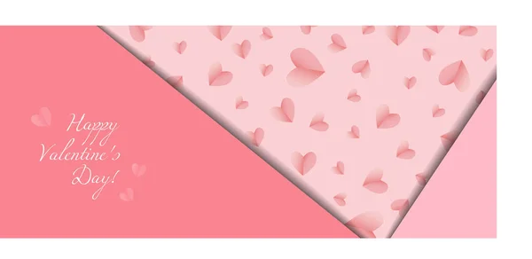 Valentines day banner. Background with paper cut effect and gradients hearts. Copy space for your text. Gift card, advertising, poster conceptual model. — ストックベクタ