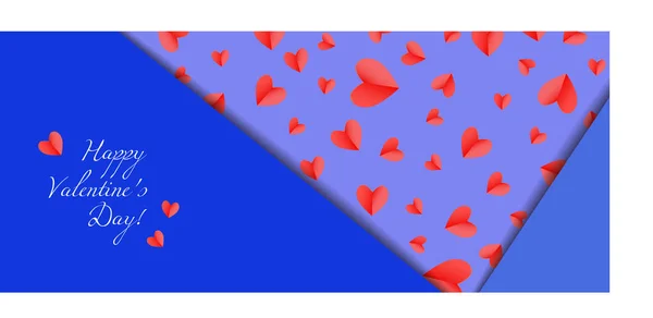 Valentýnský Prapor Pozadí Efektem Střihu Papíru Sklony Srdce Zkopírujte Místo — Stockový vektor