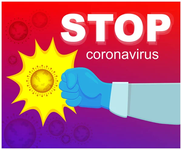 Antecedentes de la gripe por Coronavirus COVID-19 y coronavirus. Detener coronavirus 2019-nCoV. Riesgo médico pandémico, inmunología, virología, concepto epidemiológico . — Vector de stock
