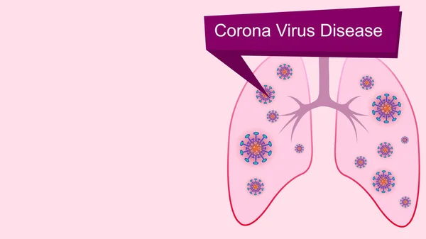 Brote de Coronavirus 2019-nCoV COVID-19 e influenza. Pulmones humanos en el fondo rosa claro. Riesgo médico pandémico, inmunología, virología, concepto epidemiológico . — Vector de stock