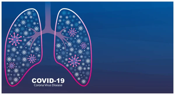 Mavi arka planda Coronavirus COVID-19 SARS-CoV-2 salgını ve koronavirüs gribi. İnsan ciğerleri. Pandemik sağlık riski, bağışıklık bilimi, viroloji, salgın hastalık konsepti. 