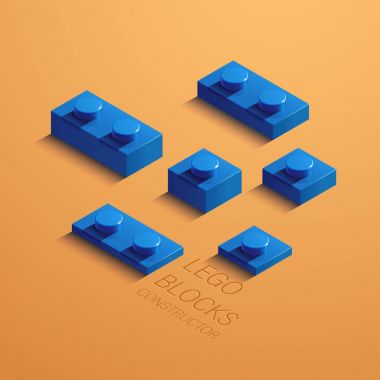 Mavi 3d lego öğesi. 3D yapı Oluşturucu taşları
