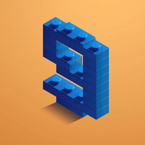 3D mavi sarı arka plan üzerinde numara 9 lego tuğla. 3D altıncı