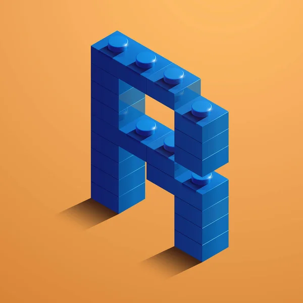 3D izometrik harf R lego tuğla. lego blokları 3D izometrik plastik mektup