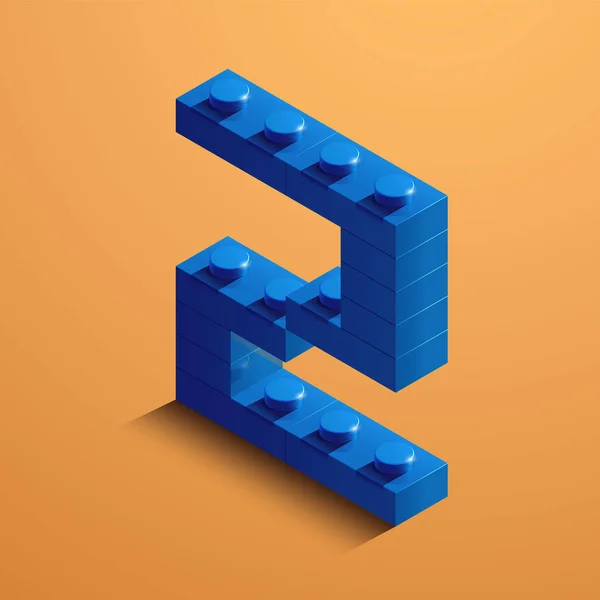 レゴブロックからアルファベットの 3 d 等角文字 Z。レゴ ブロックから 3 d の等尺性プラスチック文字 — ストックベクタ