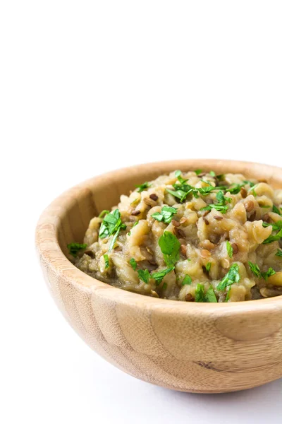 Eggplant baba ganoush  isolated in bowl — Stock Photo, Image