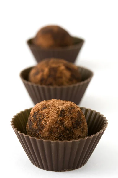 Homemade chocolate truffles isolated on white background — Stock Photo, Image