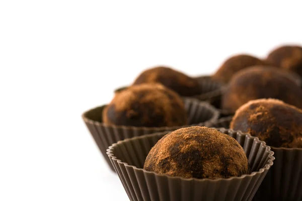 Homemade chocolate truffles isolated on white background — Stock Photo, Image