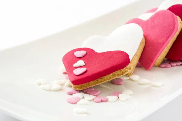 Valentine cookies with heart shape isolated on white background.Copyspace — Stock Photo, Image