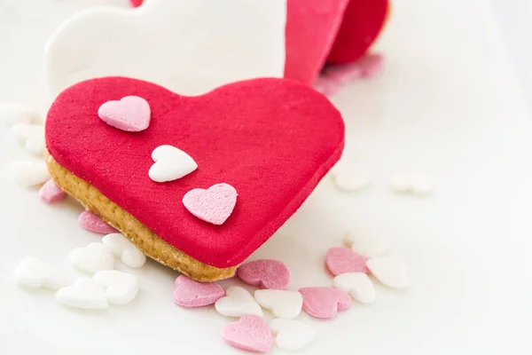 Valentine cookies with heart shape isolated on white background.Copyspace — Stock Photo, Image