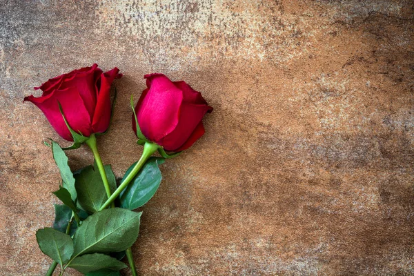 Red rose on rusty background.Love concept valentines day. Copyspace. — Stock Photo, Image