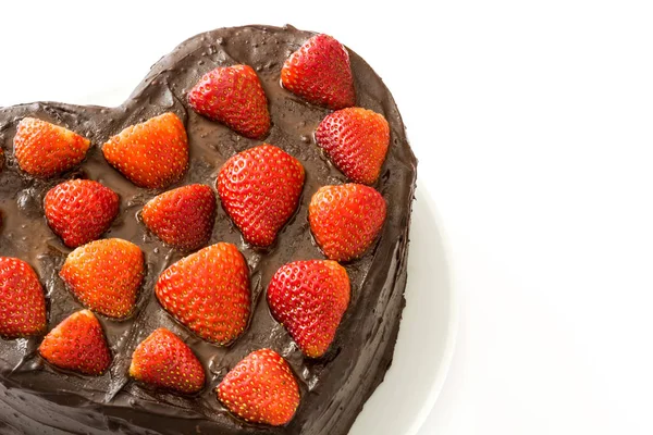 Kalp şeklinde pasta Sevgililer günü veya beyaz arka plan üzerinde izole anneler günü için