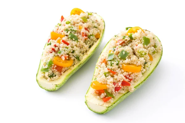 Calabacín relleno con quinua y verduras, aislado sobre fondo blanco — Foto de Stock