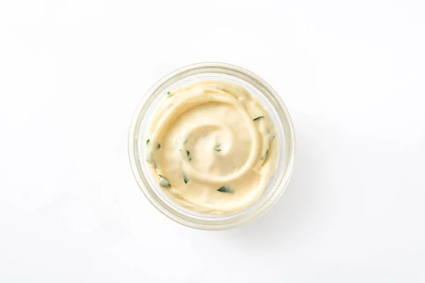 Salsa Aioli aislada sobre fondo blanco — Foto de Stock