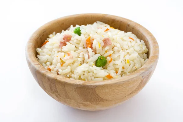 Fried chinese rice with vegetables isolated on white background — Stock Photo, Image