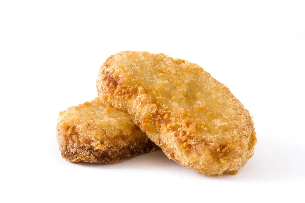 Smażone nuggetsy kurczaka izolowane na białym tle — Zdjęcie stockowe