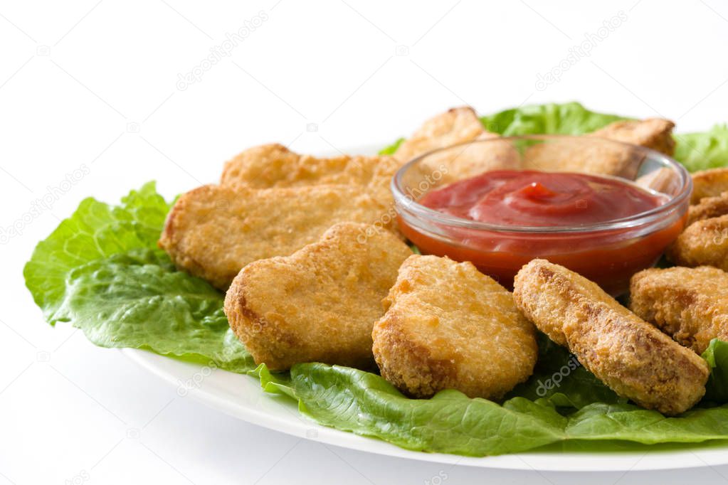 Fried chicken nuggets isolated on white background