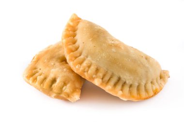 Beyaz arka plan üzerinde izole tipik İspanyol empanadas