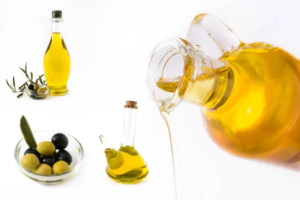 Zdjęcia różnych oliwą z oliwek, izolowana na białym tle — Zdjęcie stockowe