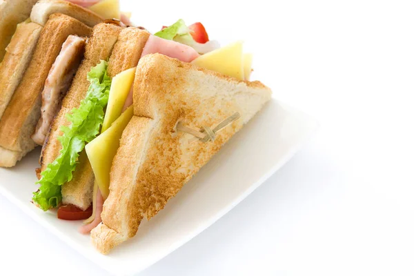 Clube sanduíche isolado no fundo branco — Fotografia de Stock