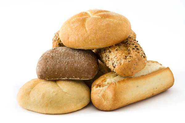 在白色背景下隔离的面包的分配 — 图库照片