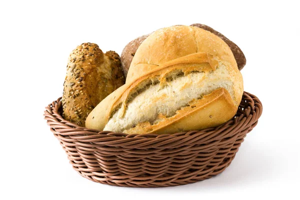 Pan mezclado en cesta aislado sobre fondo blanco —  Fotos de Stock