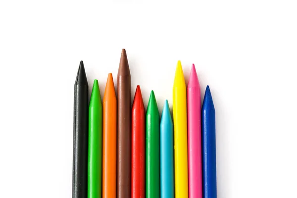 Πολύχρωμα μολύβια που απομονώνονται σε λευκό φόντο — Φωτογραφία Αρχείου
