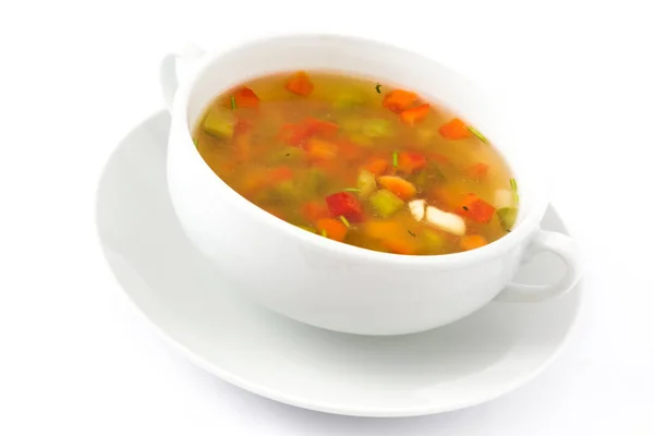 Sopa de verduras aislada sobre fondo blanco —  Fotos de Stock