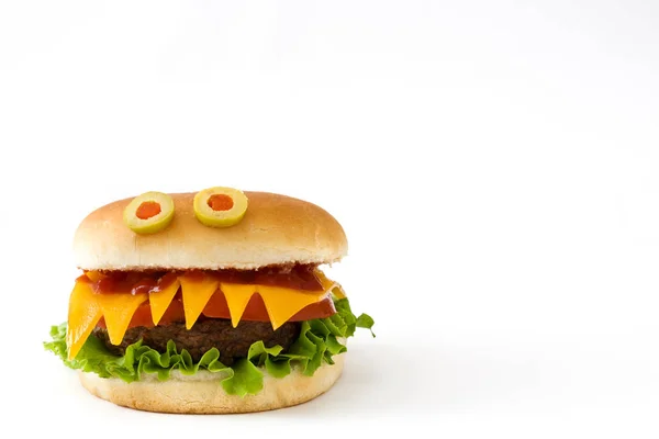 Halloween burger monsters isolated on white background — Stock Photo, Image