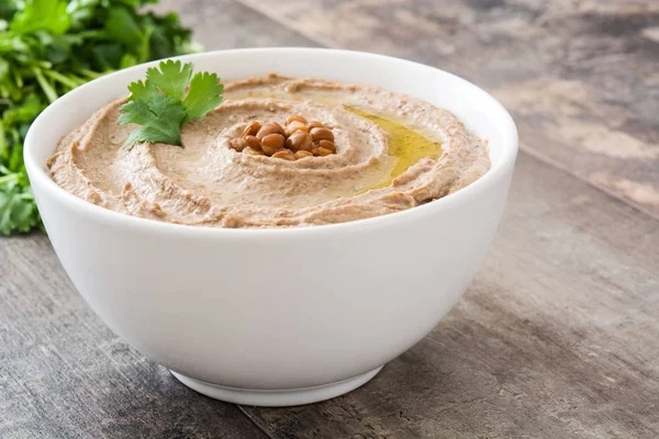 Mercimek humus ahşap kase