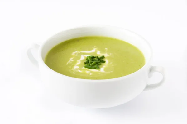 Zucchini soup in bowl isolated on white background Royalty Free Stock Images