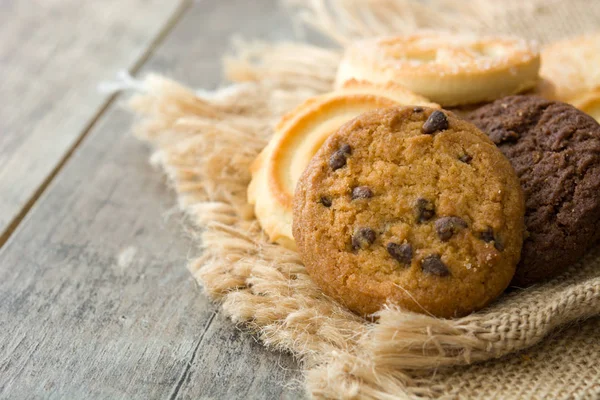 Vaj Cookie Első Példányát Hely Fából Készült Asztal — Stock Fotó