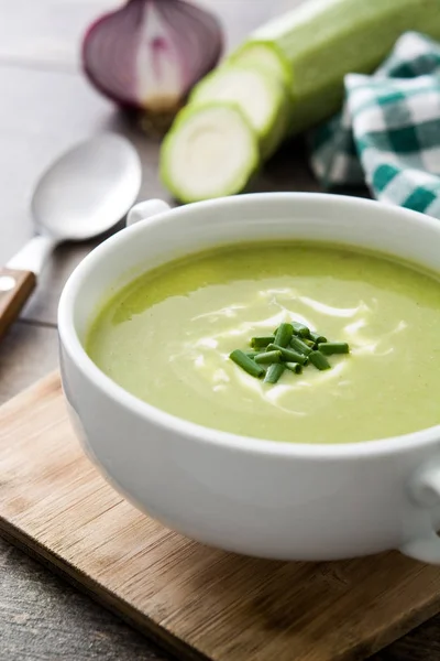 Zucchini Soup Bowl Wooden Table — Stock Photo, Image