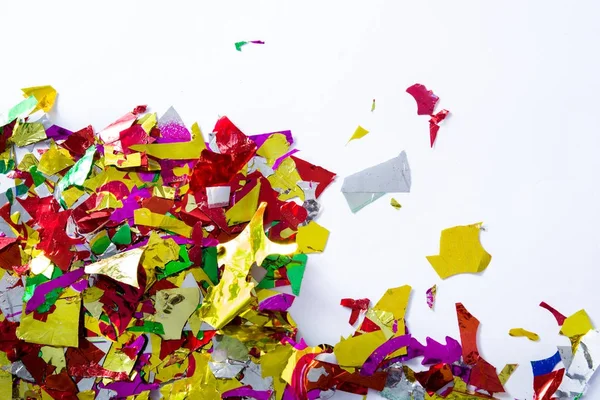 Kleurrijke Confetti Party Concept Bovenaanzicht Copyspace — Stockfoto