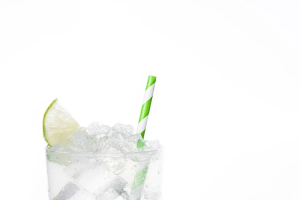 Caipirinha Cocktail Glas Auf Weißem Hintergrund Kopierraum — Stockfoto