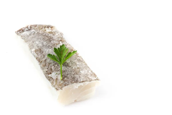 Αλατισμένο Αποξηραμένα Γάδου Που Απομονώνονται Λευκό Φόντο Παραδοσιακό Πασχαλινό Φαγητό — Φωτογραφία Αρχείου