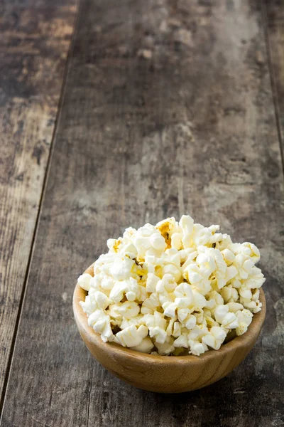Popcorn Bowl Wooden Table Background — Stock Photo, Image