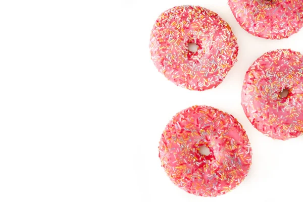 Rosado Donut Esmerilado Con Chispas Colores Aislado Sobre Fondo Blanco —  Fotos de Stock