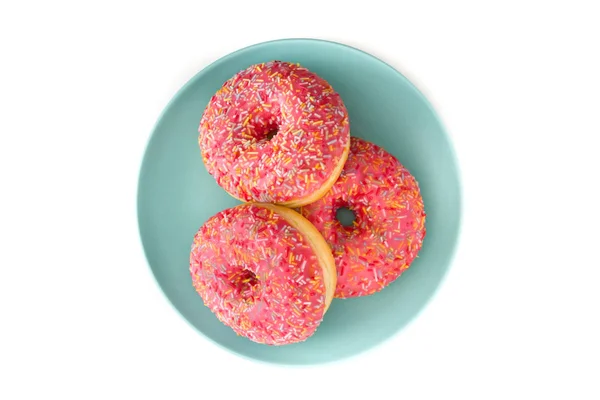 Rosado Donut Esmerilado Con Chispas Colores Aislado Sobre Fondo Blanco —  Fotos de Stock