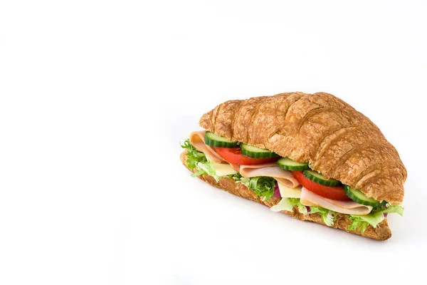 Panino Croissant Con Formaggio Prosciutto Verdure Copyspace — Foto Stock