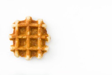 Beyaz arka plan üzerinde izole Belçika waffle. Üstten Görünüm. Boşaltmak