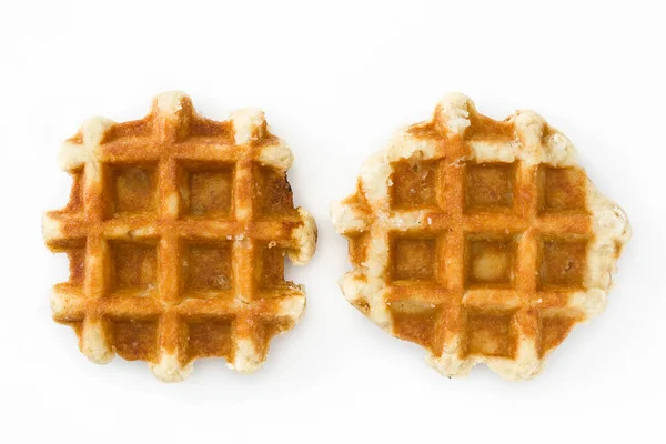 Beyaz Arka Plan Üzerinde Izole Belçika Waffle Üstten Görünüm — Stok fotoğraf