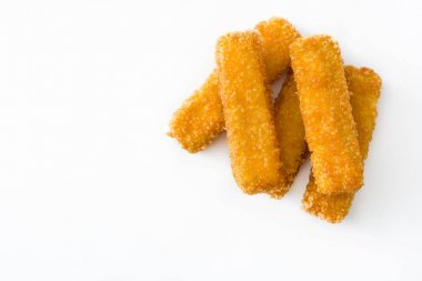 Çıtır çıtır kızarmış balık kroket beyaz arka plan üzerinde izole. Üstten Görünüm. Boşaltmak