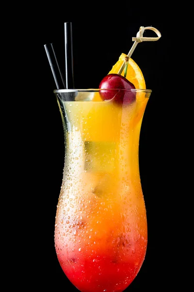 Geslacht Het Strand Cocktail Glas Zwarte Achtergrond — Stockfoto