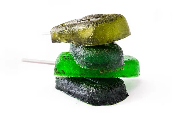 Πράσινο Κατεψυγμένα Popsicles Που Απομονώνονται Λευκό Φόντο — Φωτογραφία Αρχείου