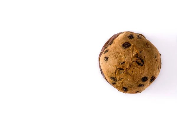 Christmas Chocolate Panettone Cake Isolated White Background Top View Copy — Stock Photo, Image