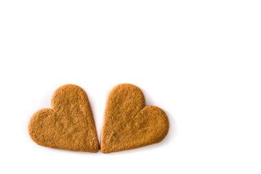 Kalp şeklinde kurabiye beyaz arka planda izole edilmiş. Sevgililer Günü ve Anneler Günü konsepti.