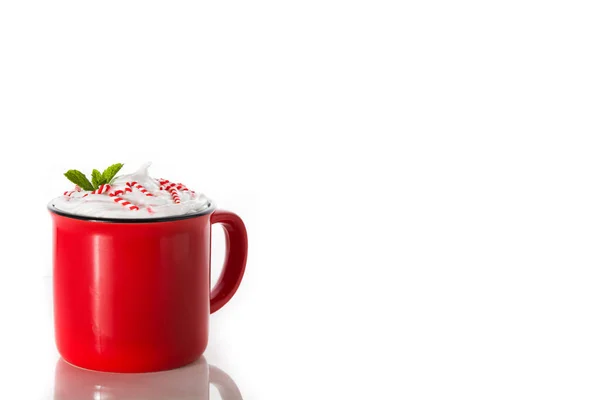Peppermint Coffee Mocha Untuk Natal Diisolasi Dengan Latar Belakang Putih — Stok Foto