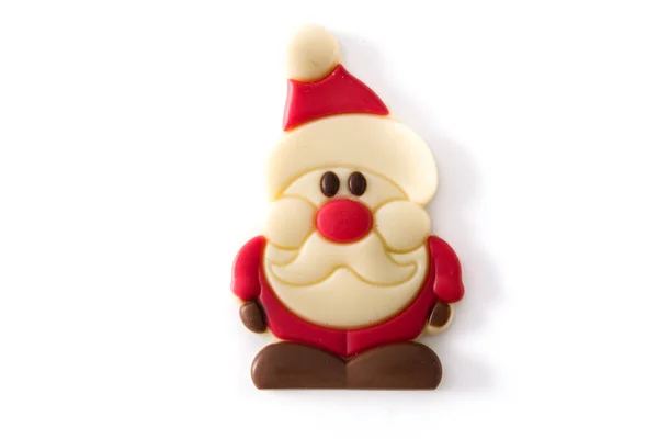 Vánoce Santa Claus Čokoládový Bonbon Izolované Bílém Pozadí — Stock fotografie