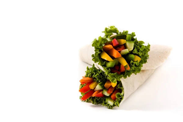 Овочеві Обгортання Тортильї Ізольовані Білому Тлі Копіювати Простір — стокове фото